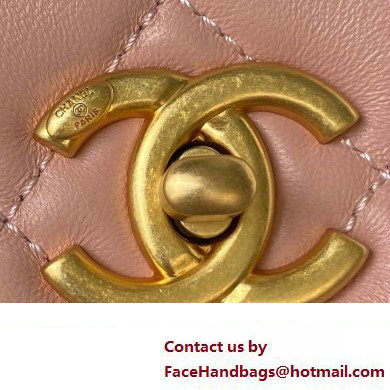 Chanel Lambskin  &  Gold-Tone Metal Mini Flap Bag AS4340 Pink 2023